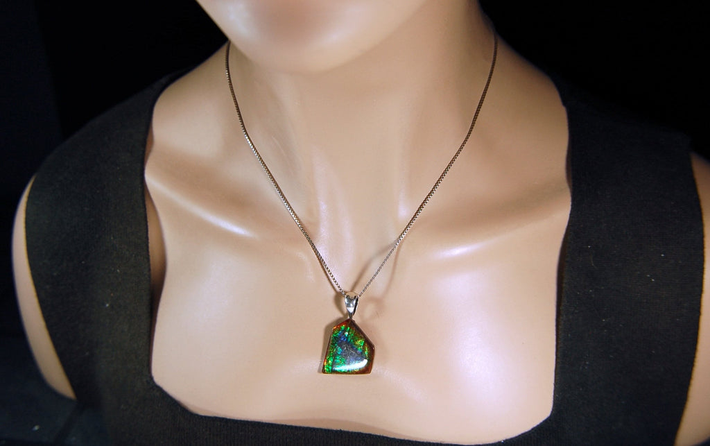 Ammolite Pendant Jewelry.All natural cabochon gemstones with bright rich colors.071814