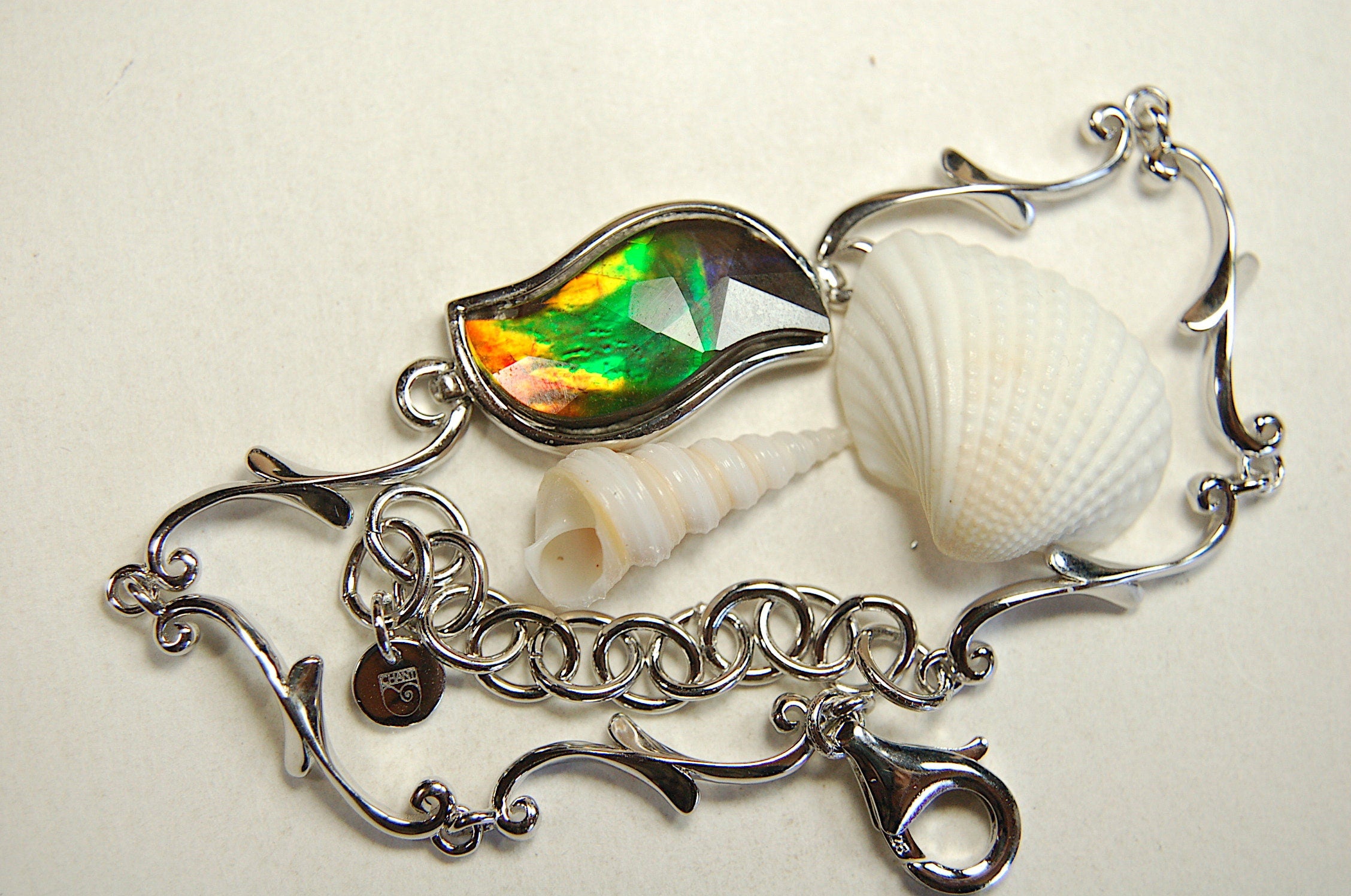 Ammolite Bracelet.Non allergenic Sterling/Rhodium - Gorgeous Ammolite Jewelry Accessory for a Pop of Color! Perfect gift for her #091513