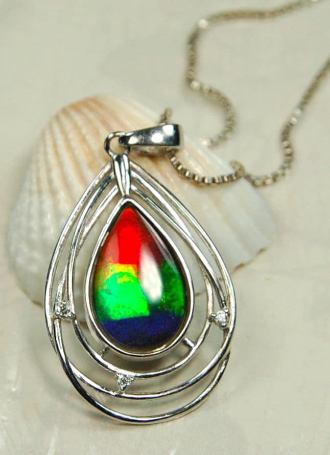 Exquisite Ammolite Pendant Necklace - Elegant Ammolite Jewelry for a Touch of Luxury.One of a Kind Gift for her#060610