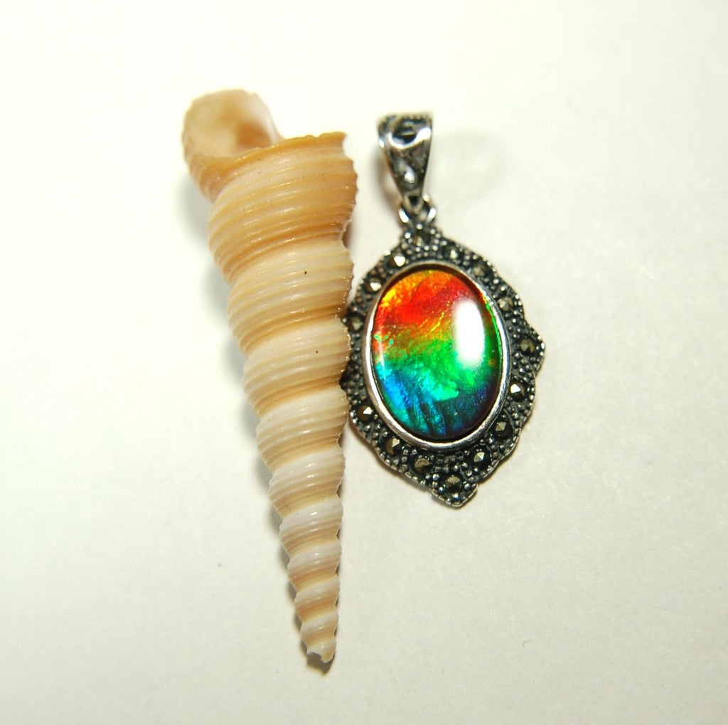 Ammolite jewelry pendant-a wifes birthgay gift Idea she will treasure.Genuine high quality ammolite mined and shipped from Canada.013115