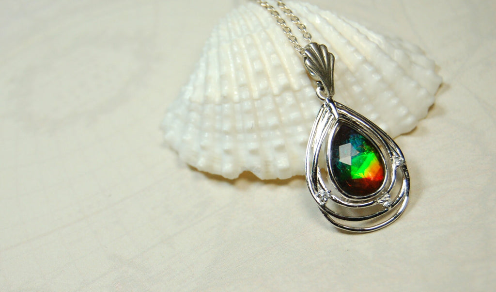 Ammolite Pendant.Anniversary or birthday gift idea for wife.082819