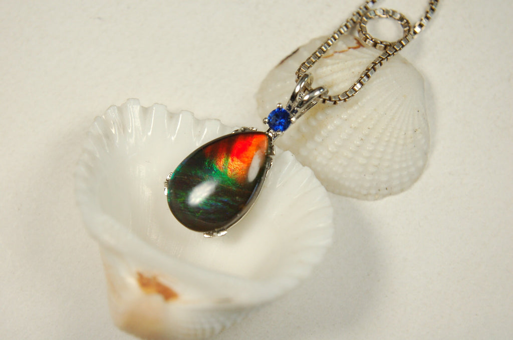 One-of-a-Kind Ammolite Pendant Necklace - Stand out with this Beautiful Ammolite Jewelry Piece!Birthday Gift idea for wife? #051913