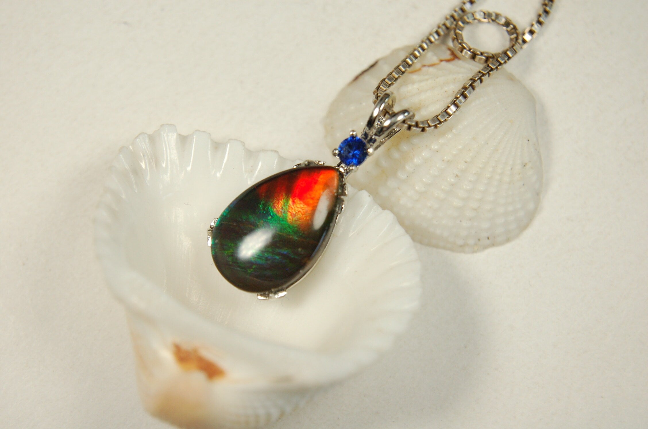 One-of-a-Kind Ammolite Pendant Necklace - Stand out with this Beautiful Ammolite Jewelry Piece!Birthday Gift idea for wife? #051913