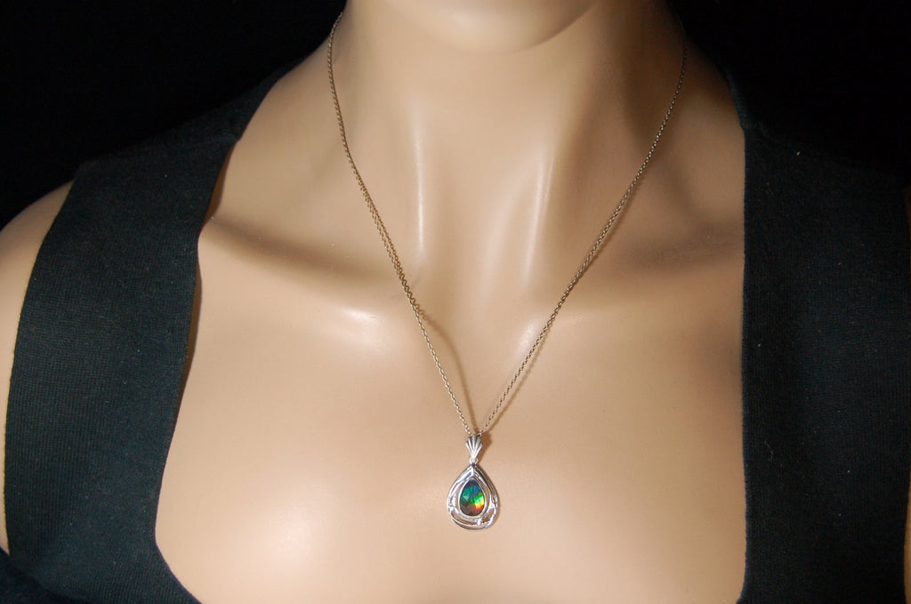 Ammolite Pendant.Anniversary or birthday gift idea for wife.082819