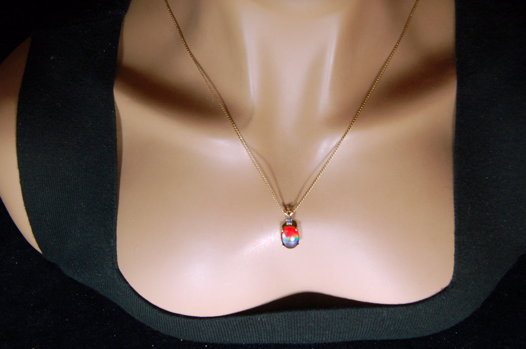 Ammolite Pendant necklace in solid 10k Gold.Mothers day gift she will treasure.High quality Richly colored ammolite gemstone.031729