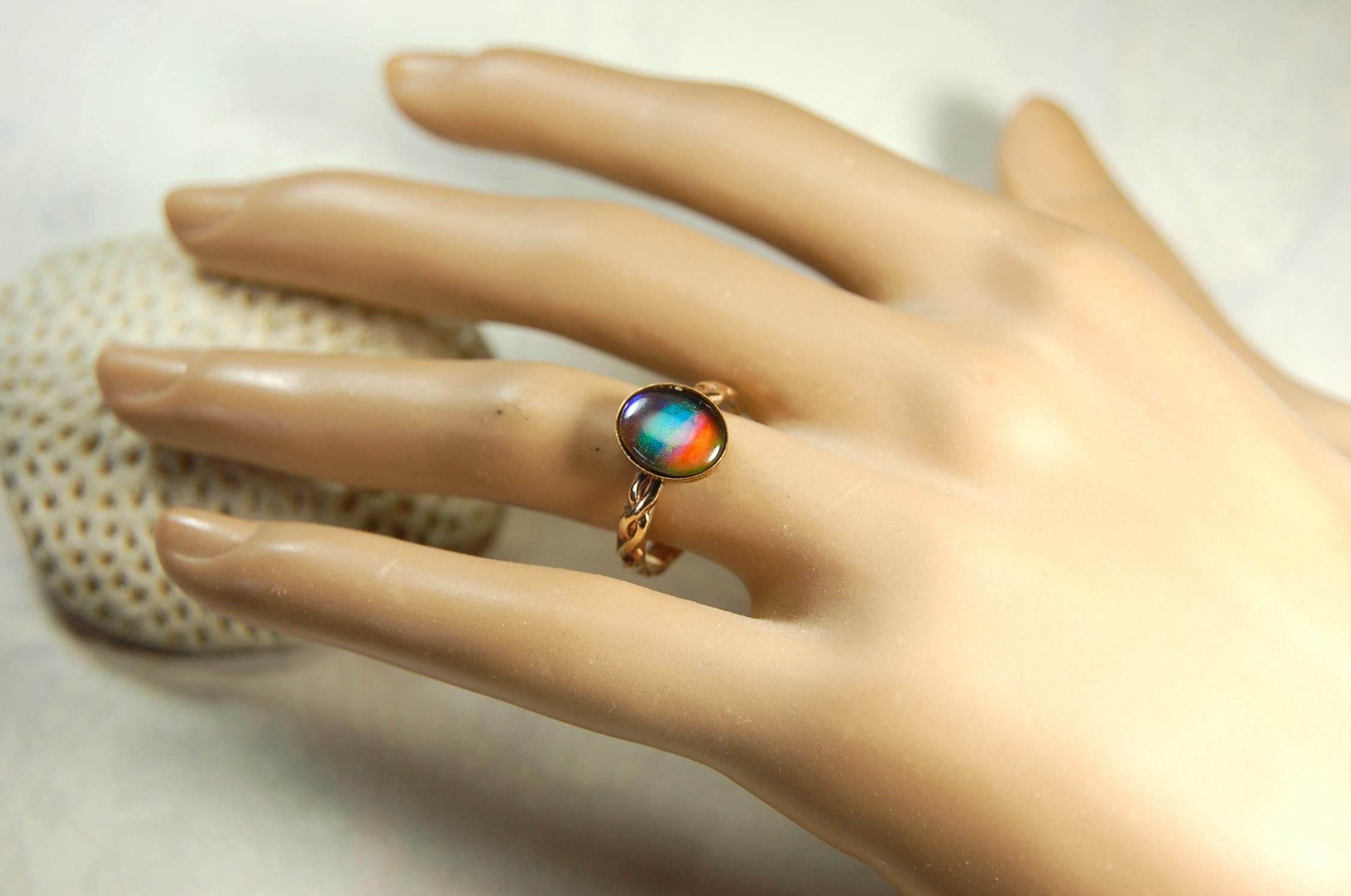 Captivating Ammolite Ring in 14k Gold fill size 7.RARE pink among colors.Birthday gift for wife?MUST see video.081614
