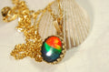 Ammolite Jewelry Pendant 14k Gold.Bright colorful gem.Perfect gift. 032314