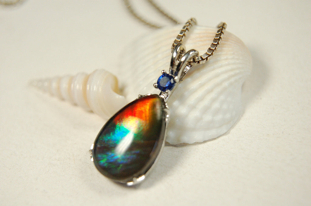 One-of-a-Kind Ammolite Pendant Necklace - Stand out with this Beautiful Ammolite Jewelry Piece!Birthday Gift idea for wife? #051913
