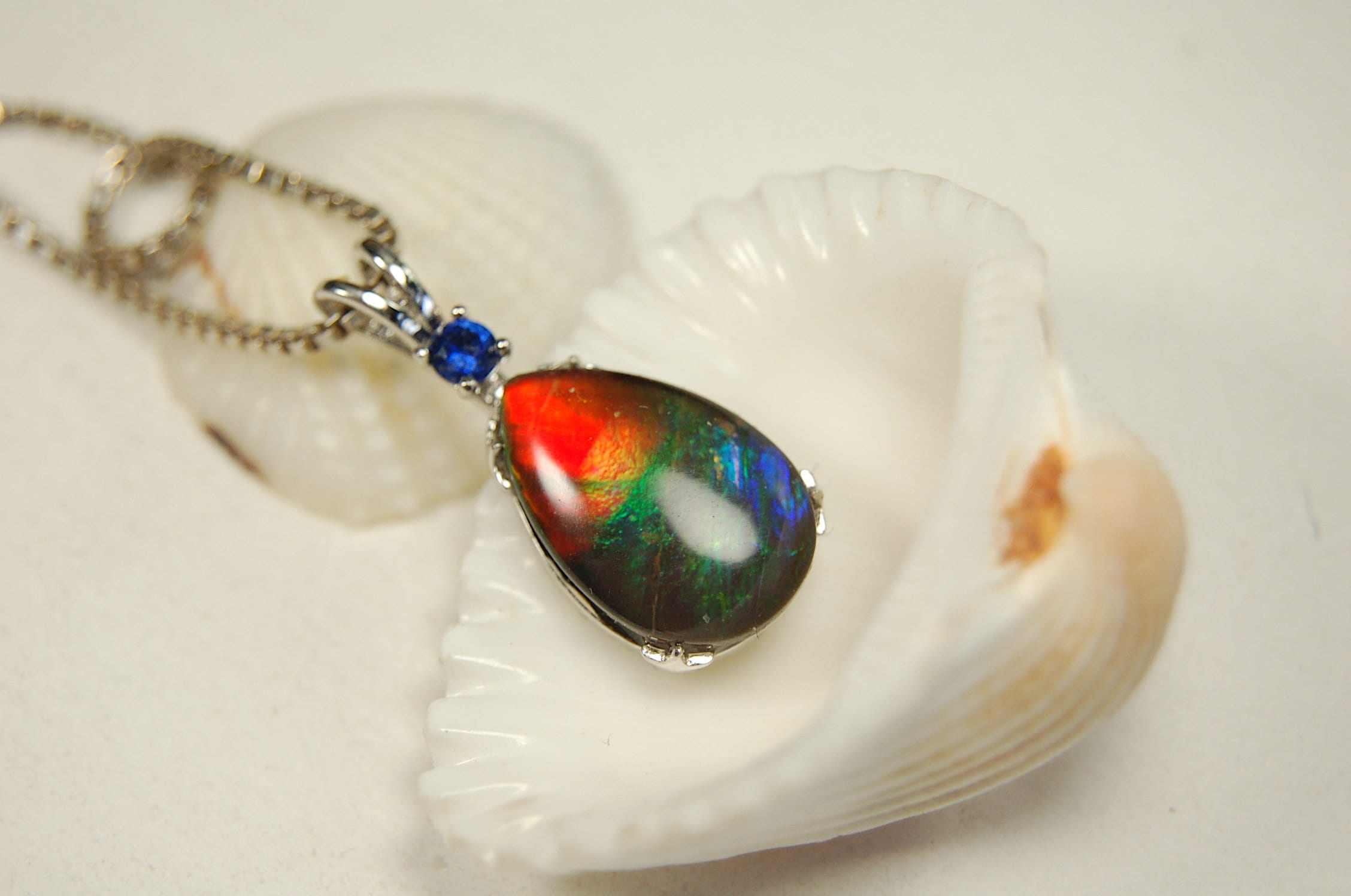 One-of-a-Kind Ammolite Pendant Necklace - Stand out with this Beautiful Ammolite Jewelry Piece!Birthday Gift idea for wife? #051913
