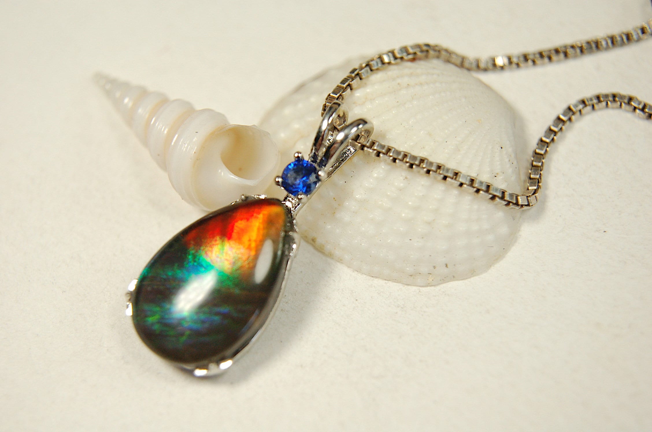 One-of-a-Kind Ammolite Pendant Necklace - Stand out with this Beautiful Ammolite Jewelry Piece!Birthday Gift idea for wife? #051913