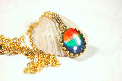 Ammolite Jewelry Pendant 14k Gold.Bright colorful gem.Perfect gift. 032314