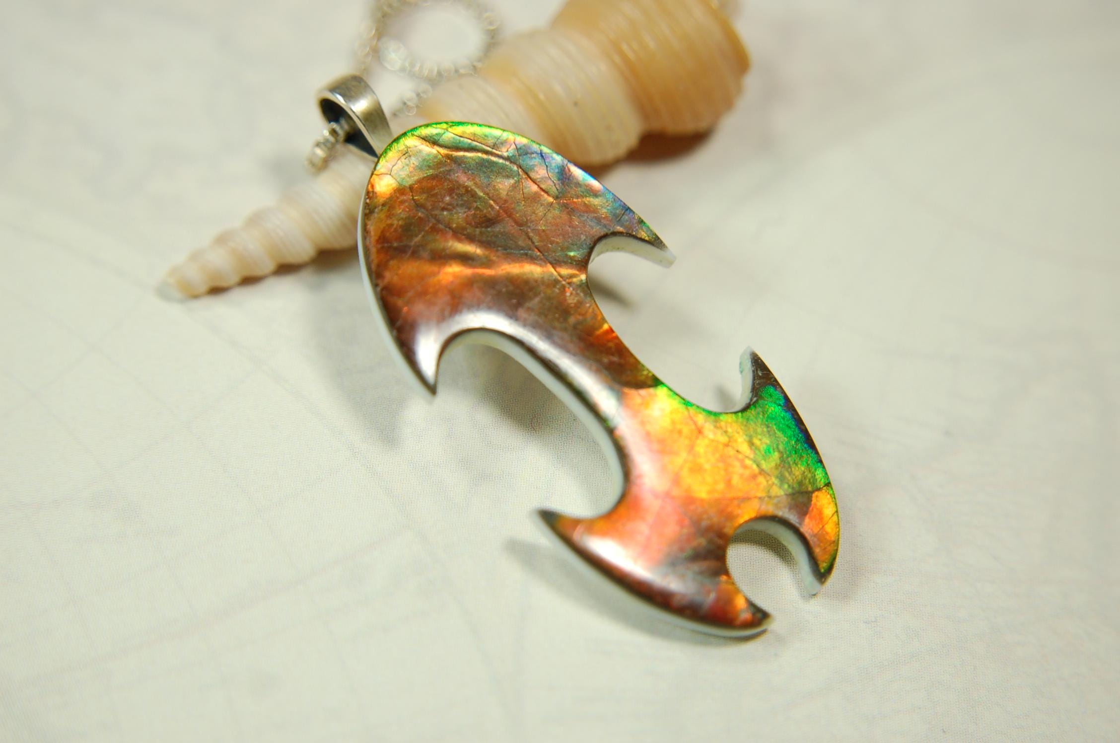 Ammolite.Ammolite pendant.RARE One of a kind item.Gift for wife?Boho Jewelry.Unisex Jewelry.Ammolite Jewelry necklace.MUST see video.050415