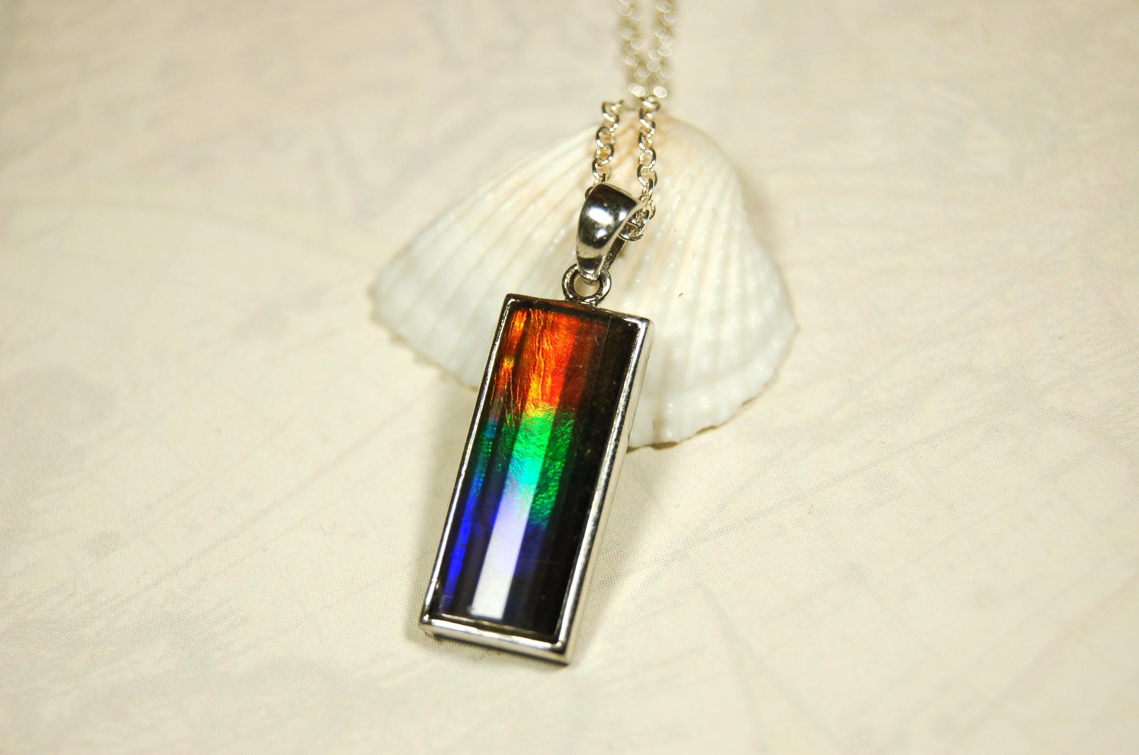 Unisex Jewelry.Ammolite Pendant.Bright Faceted rainbow gem.Price Reduced--see disclosure below in description