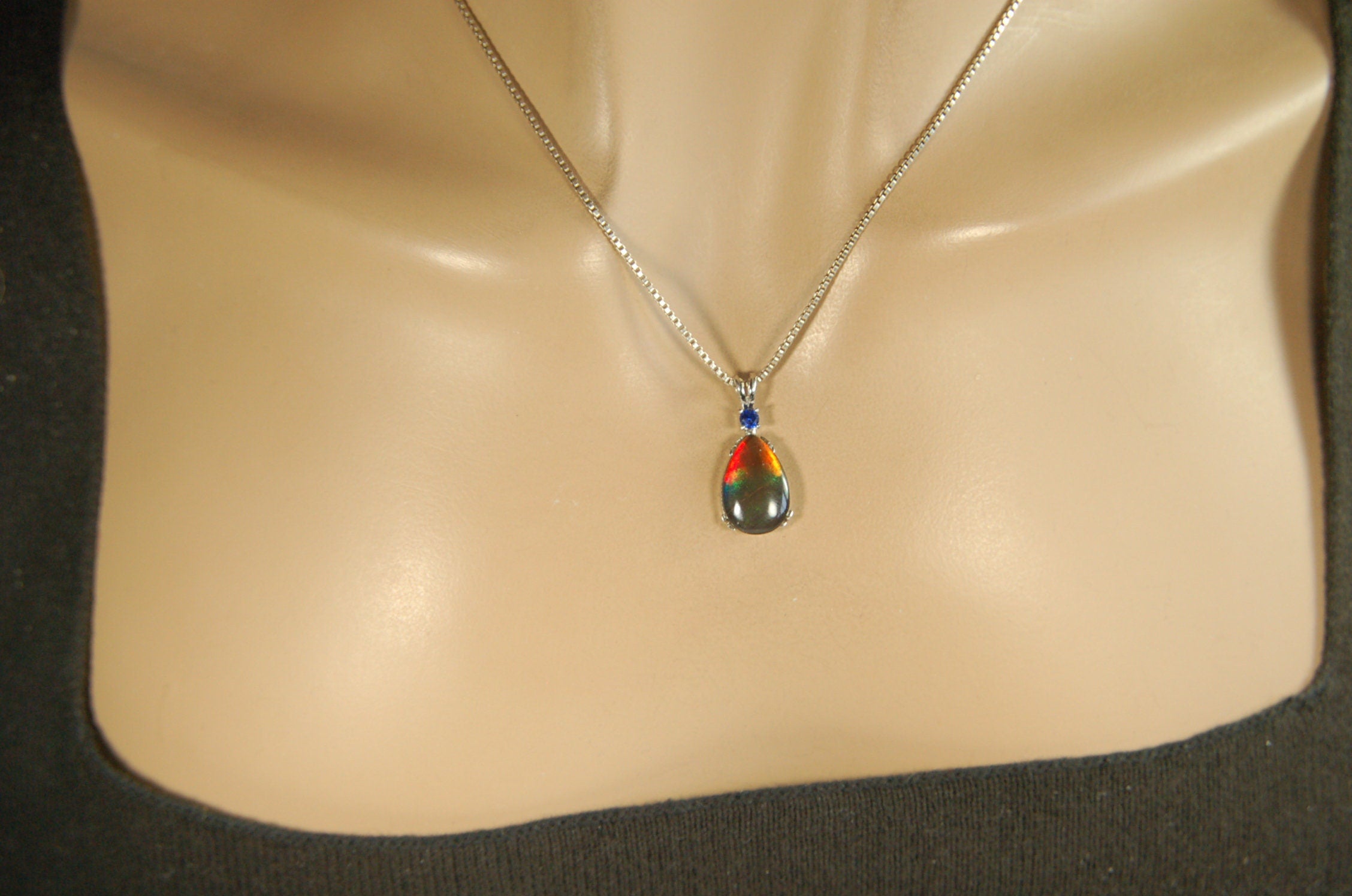 One-of-a-Kind Ammolite Pendant Necklace - Stand out with this Beautiful Ammolite Jewelry Piece!Birthday Gift idea for wife? #051913