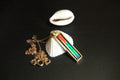 Ammolite Pendant Necklace in 14k Gold.A column of RARE ammolite rainbow colors.Minimalist and Unisex Jewelry.052512
