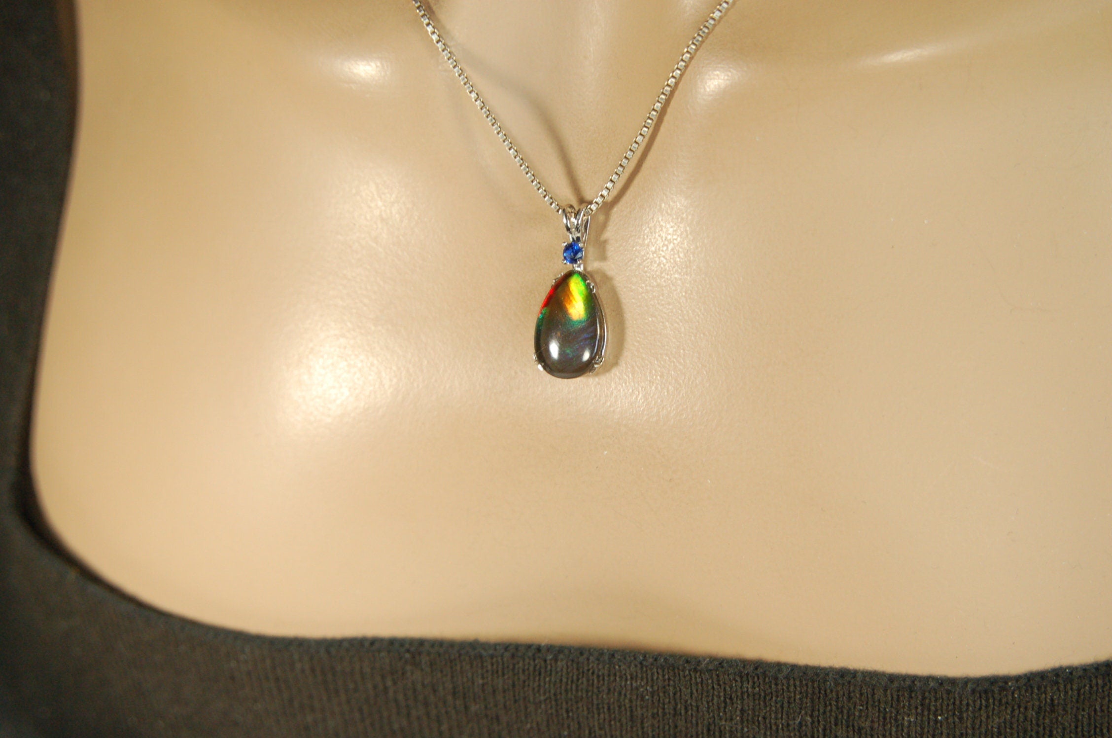 One-of-a-Kind Ammolite Pendant Necklace - Stand out with this Beautiful Ammolite Jewelry Piece!Birthday Gift idea for wife? #051913