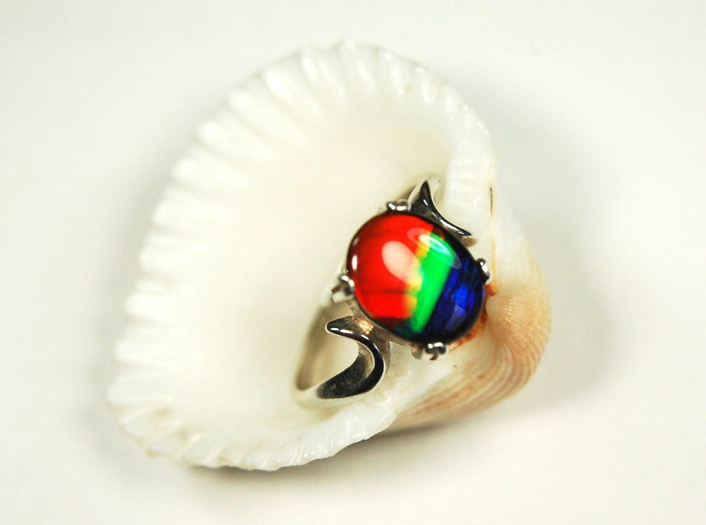Genuine Ammolite Pendant Ring – Canadian Fossil Gemstone – Iridescent Jewelry Gift for Her.High quality Ammolite Jewelry from Canada #012512