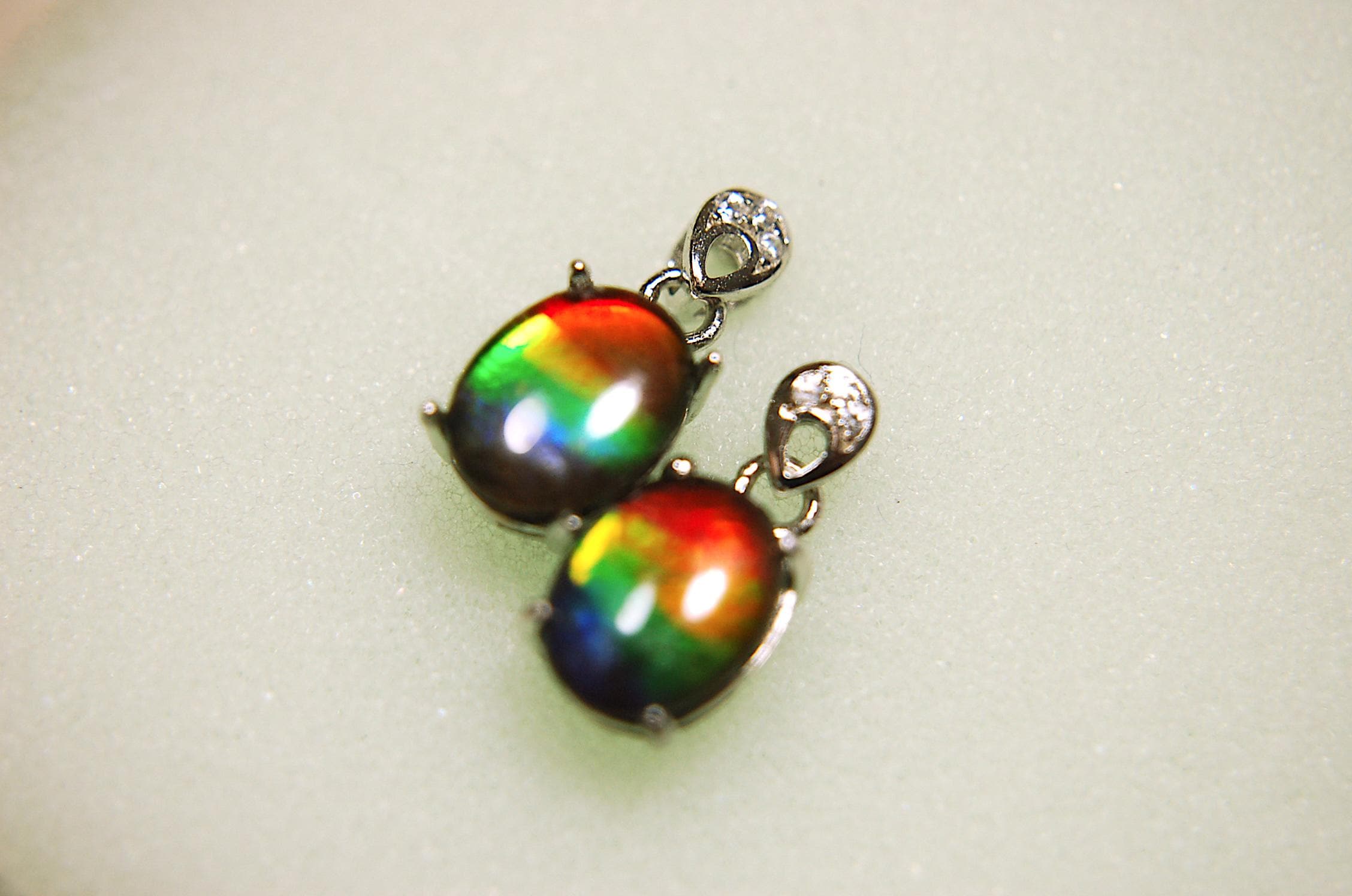 Ammolite Dangle Drop Earrings.Rare 4 color gems.Very showy.Birthday Anniversary Gift?.030616