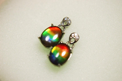 Ammolite Dangle Drop Earrings.Rare 4 color gems.Very showy.Birthday Anniversary Gift?.030616