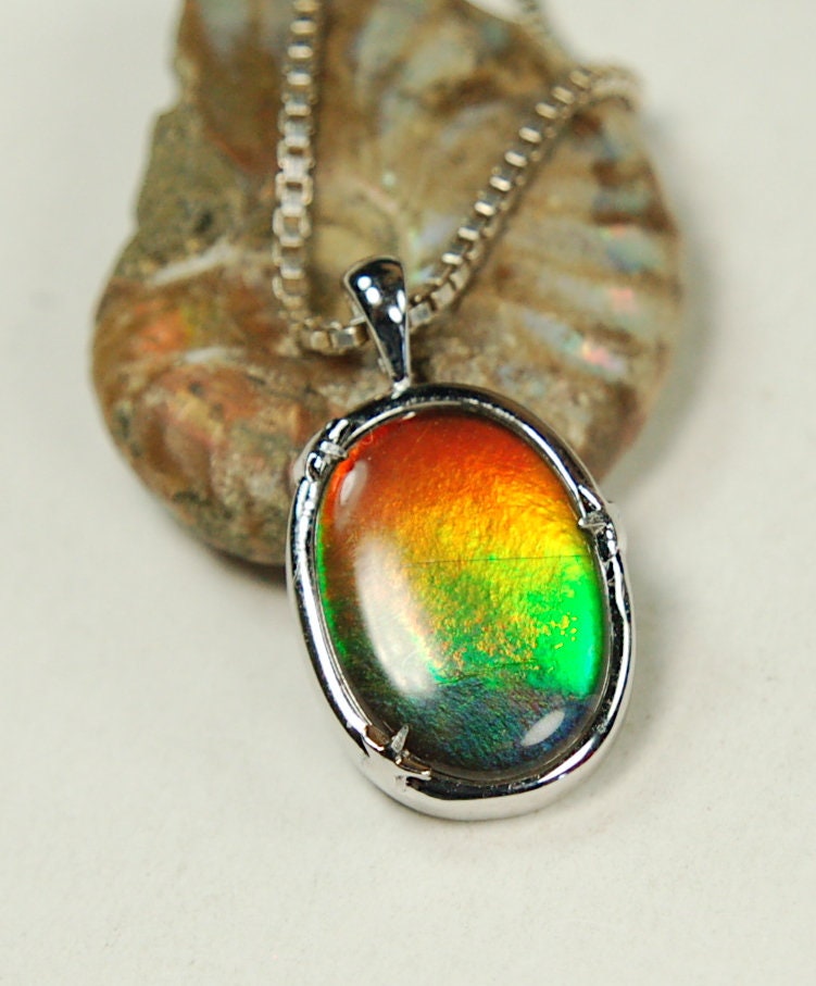 Ammolite Jewelry pendant with lovely rich colors that amaze.Canadian ammolite.Ammolite jewelry at its best.Ammolite from Canada.#051012
