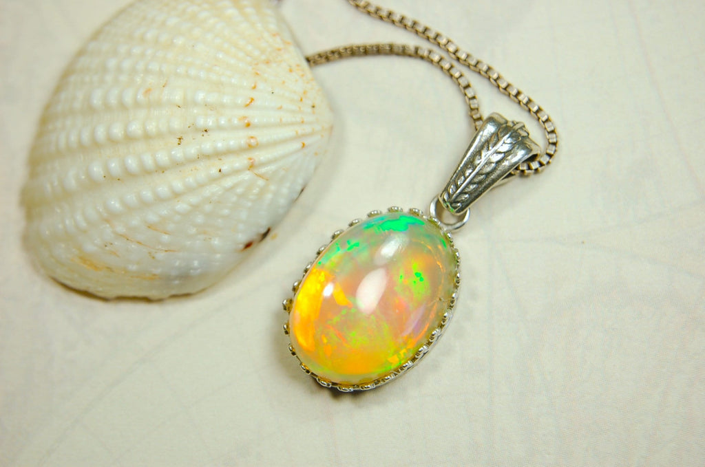 Eye-Catching Opal Pendant - Elevate your Look with this Stunning Opal Jewelry!"Perfect gift for her.MUST See video for Rolling Colors.053114