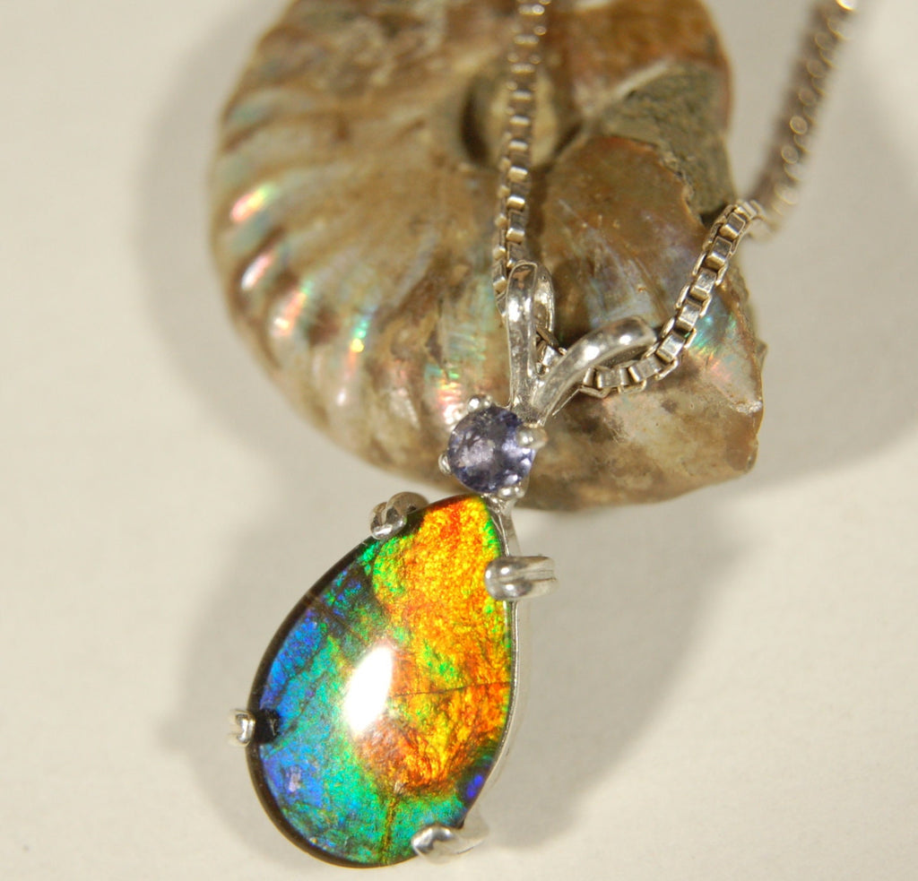 Gorgeous Ammolite Pendant - Unique Jewelry Gift for Her.Quality Ammolite Jewelry from Alberta Canada.#060112