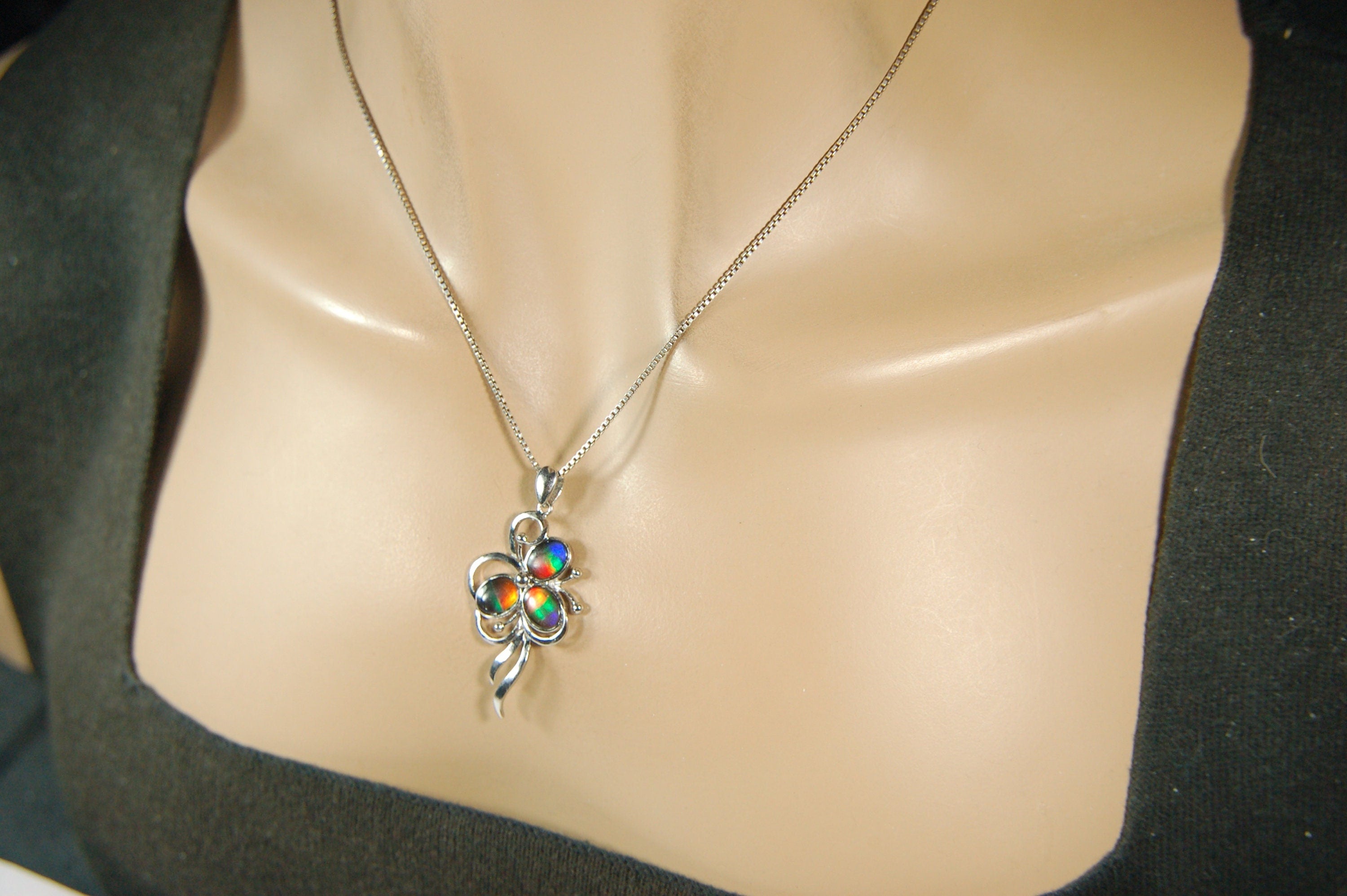 Ammolite Pendant from Alberta – Rare Fossil Gemstone Necklace – Nature-Inspired Jewelry.Perfect Gift idea For Her.MUST see video-011314