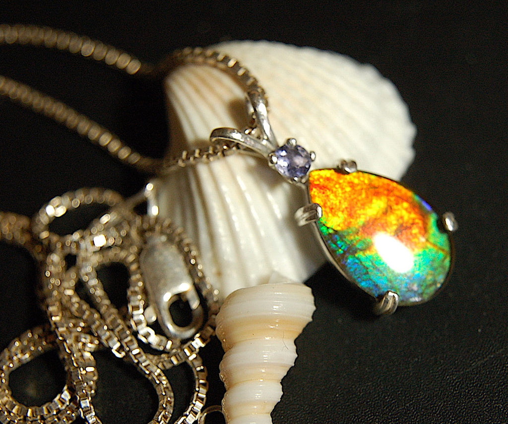 Gorgeous Ammolite Pendant - Unique Jewelry Gift for Her.Quality Ammolite Jewelry from Alberta Canada.#060112