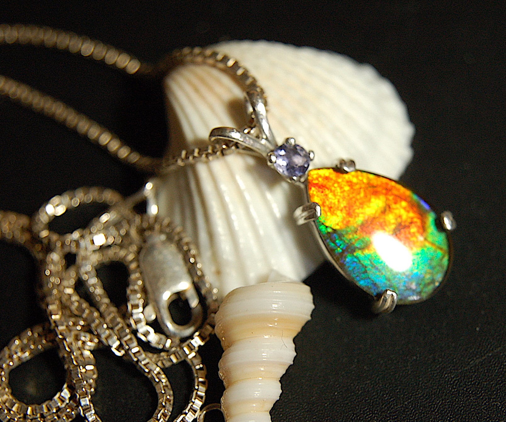 Gorgeous Ammolite Pendant - Unique Jewelry Gift for Her.Quality Ammolite Jewelry from Alberta Canada.#060112