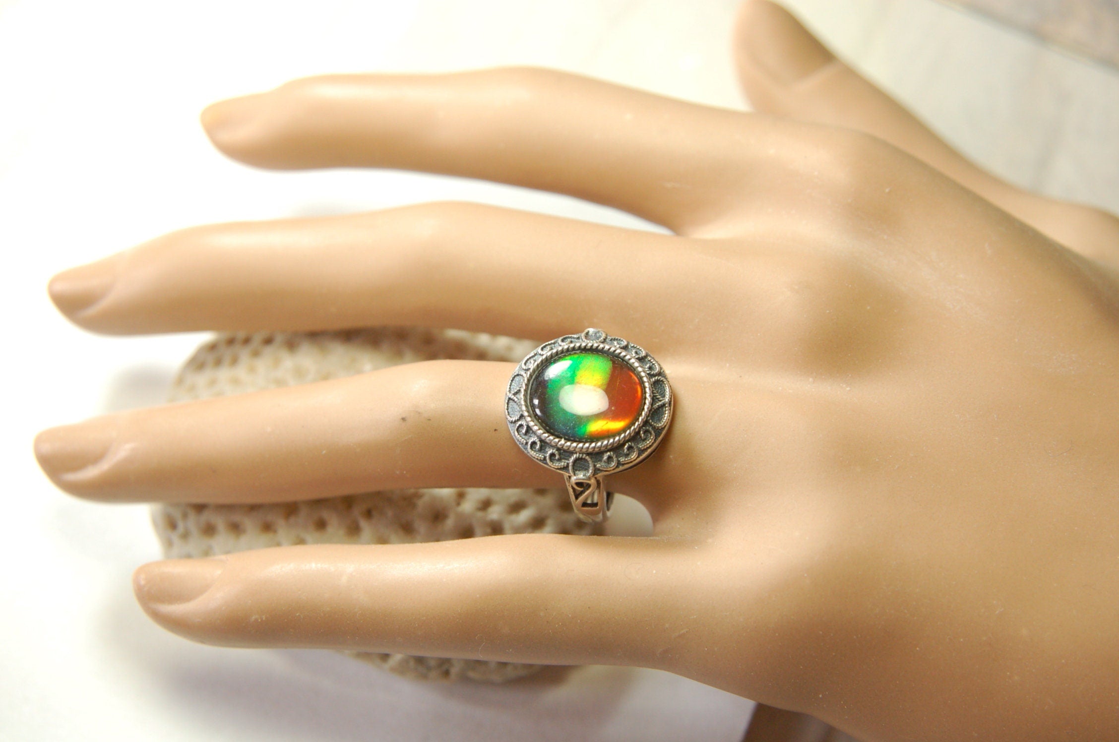 Ammolite Ring.Universal Fit.Tax exempt under CUSMA rules.#021913