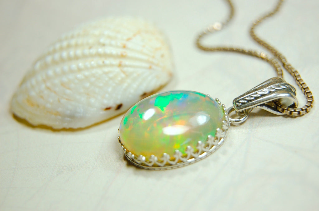 Eye-Catching Opal Pendant - Elevate your Look with this Stunning Opal Jewelry!"Perfect gift for her.MUST See video for Rolling Colors.053114