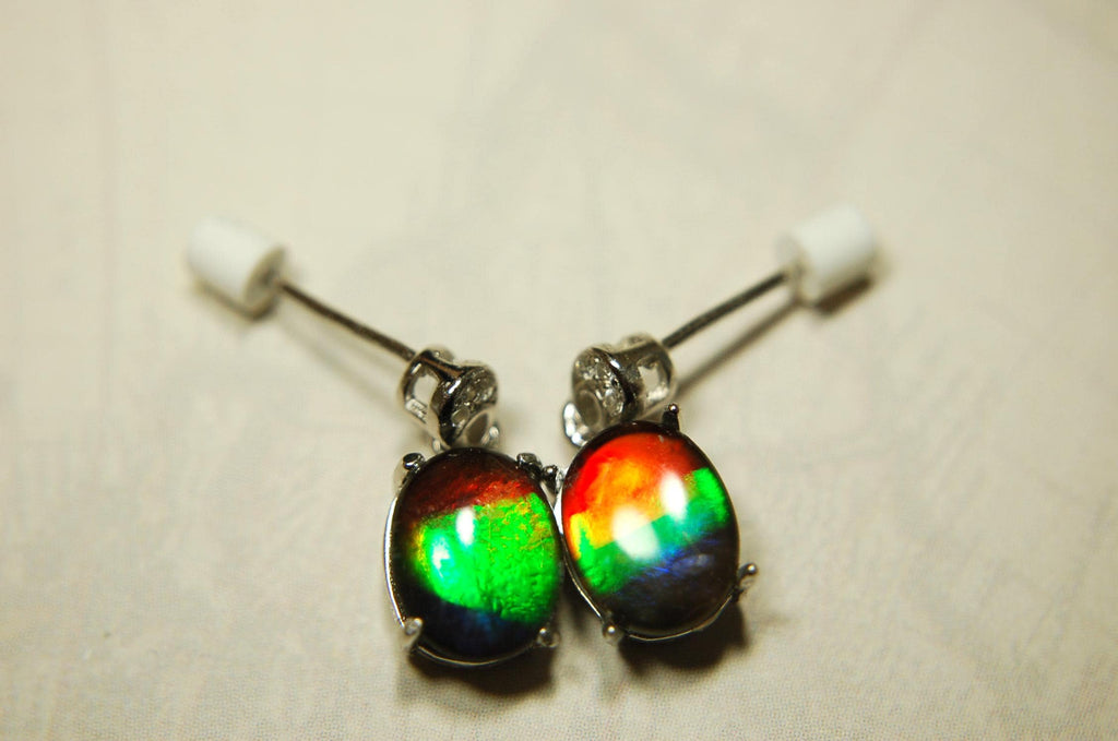 Ammolite Dangle Drop Earrings.Rare 4 color gems.Very showy.Birthday Anniversary Gift?.030616