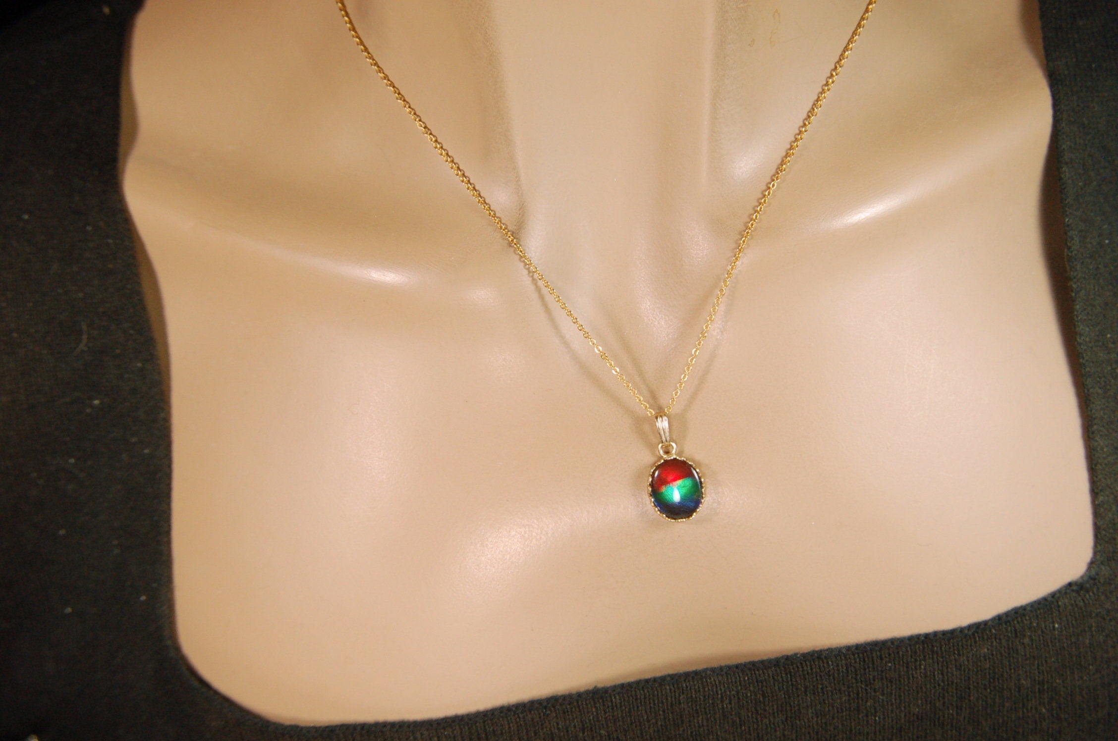 Ammolite Pendant.Solid 14k gold.Brilliant colors. #20113