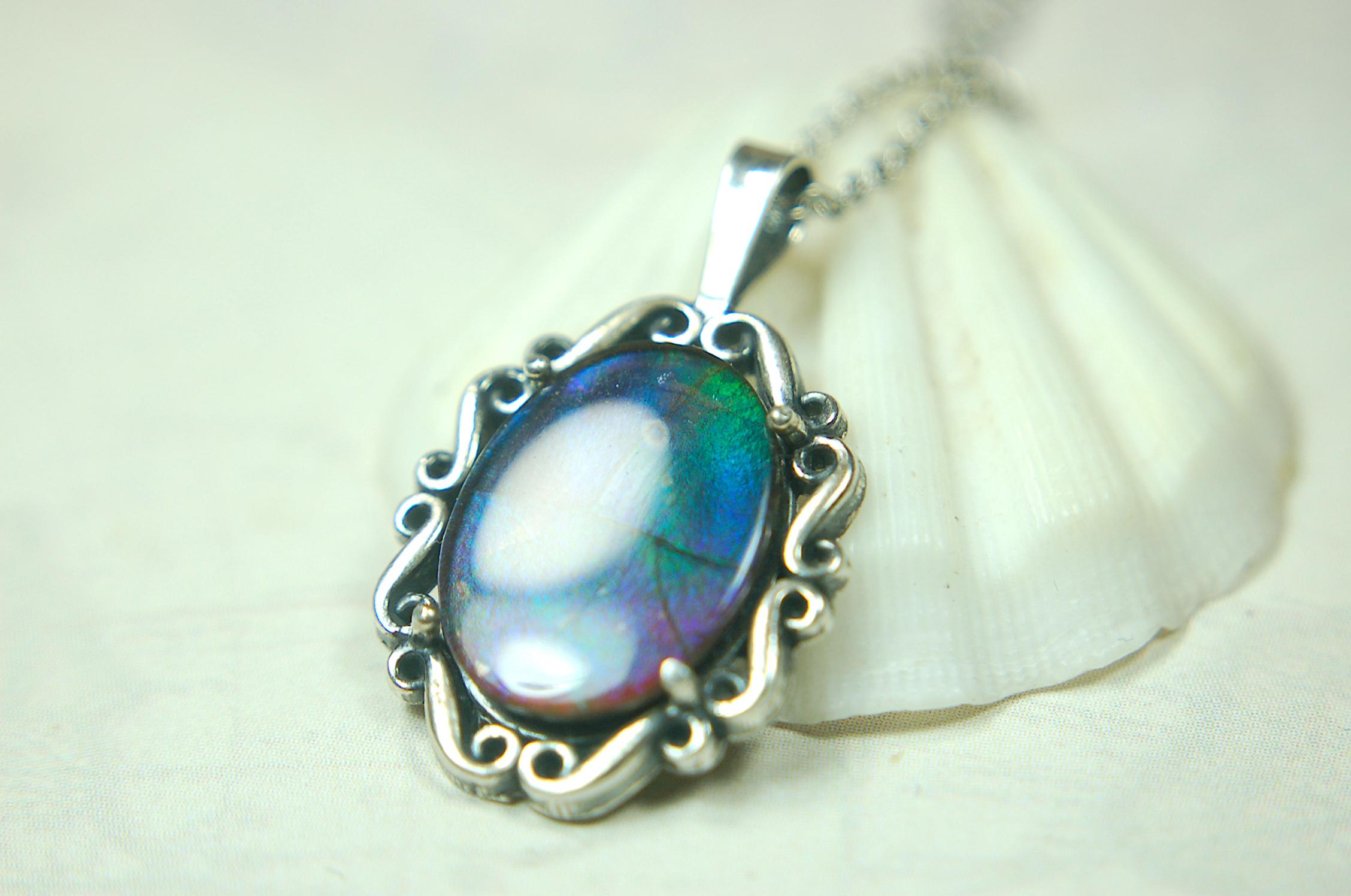 Ammolite pendant in blue/green colors.Color changing gemstone.Gift for wife.Metaphysical gemstones.Organic gems.MUST See video.072615