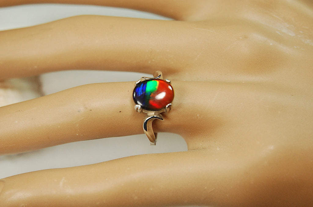 Genuine Ammolite Pendant Ring – Canadian Fossil Gemstone – Iridescent Jewelry Gift for Her.High quality Ammolite Jewelry from Canada #012512
