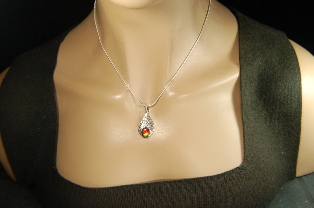 Ammolite pendant.GENUINE Ammolite Jewelry- Eye-Catching Ammolite Jewelry for a Standout Style.Best gift for her.#041613