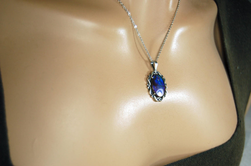 Ammolite pendant in blue/green colors.Color changing gemstone.Gift for wife.Metaphysical gemstones.Organic gems.MUST See video.072615