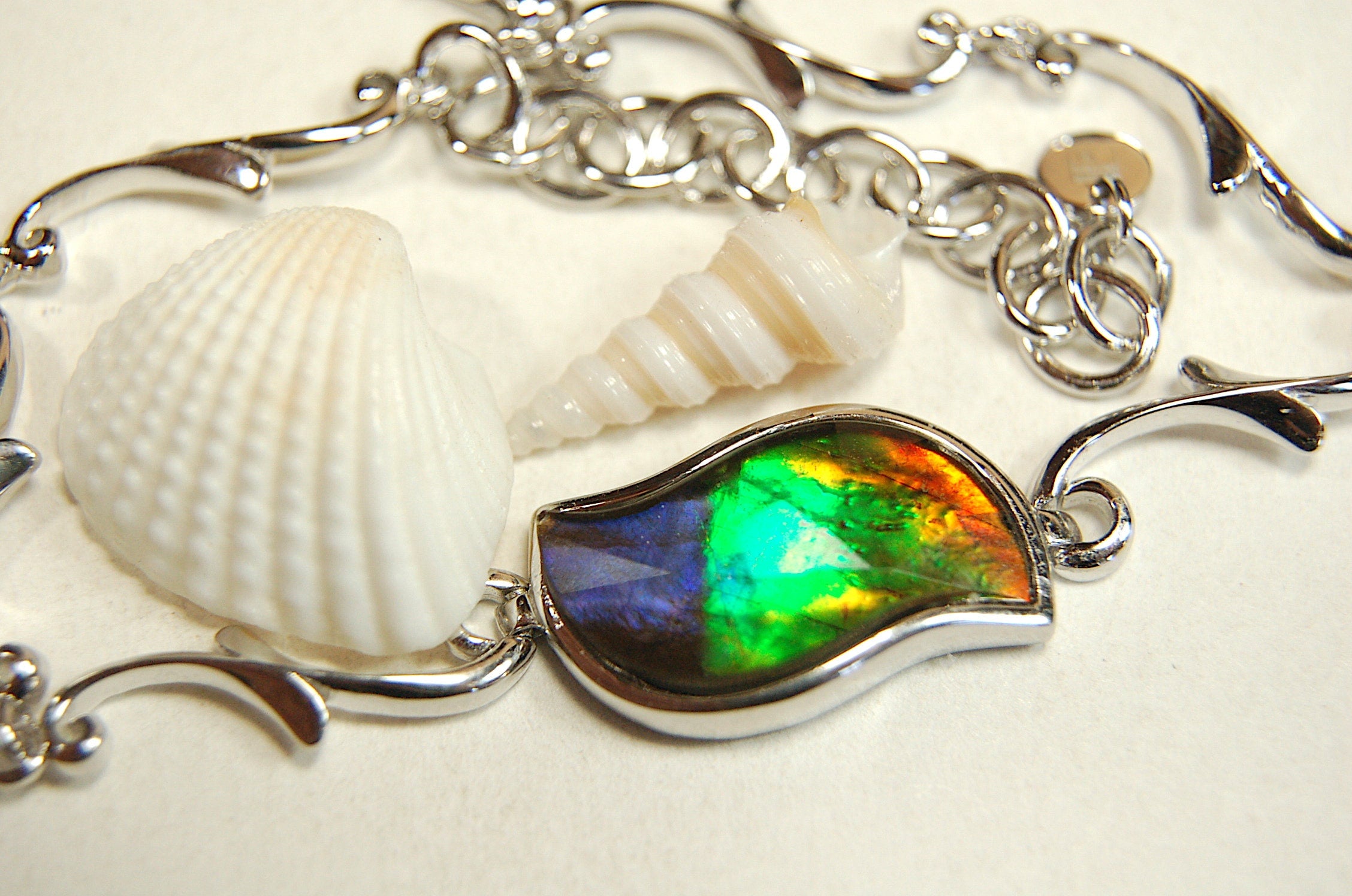 Ammolite Bracelet.Non allergenic Sterling/Rhodium - Gorgeous Ammolite Jewelry Accessory for a Pop of Color! Perfect gift for her #091513