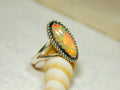 Genuine untreated natural opal ring handmade.Fiery colors.One of a kind.Size 7.Gift for wife? 040316