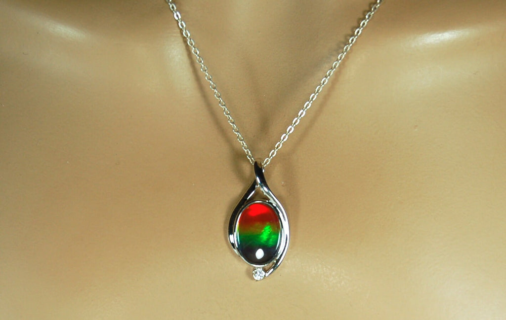 Ammolite Pendant Silver Jewelry.Rare four color gem.Gorgeous colors.Birthday or anniversary gift?.#021610