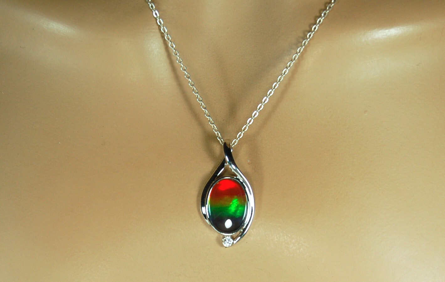 Ammolite Pendant Silver Jewelry.Rare four color gem.Gorgeous colors.Birthday or anniversary gift?.#021610