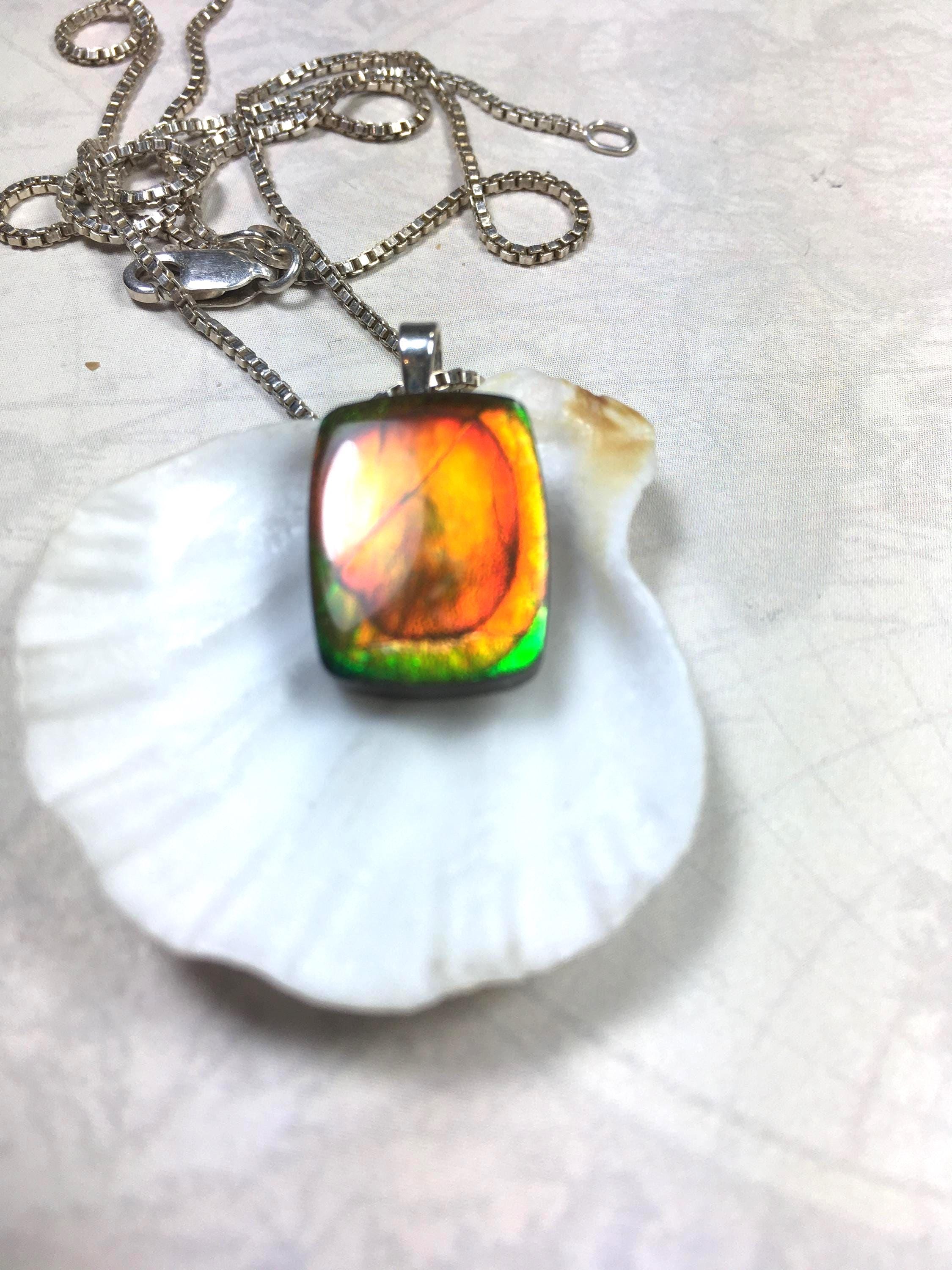 Authentic Alberta Ammolite Jewelry – Natural Fossil Gemstone Gift for Her.062315