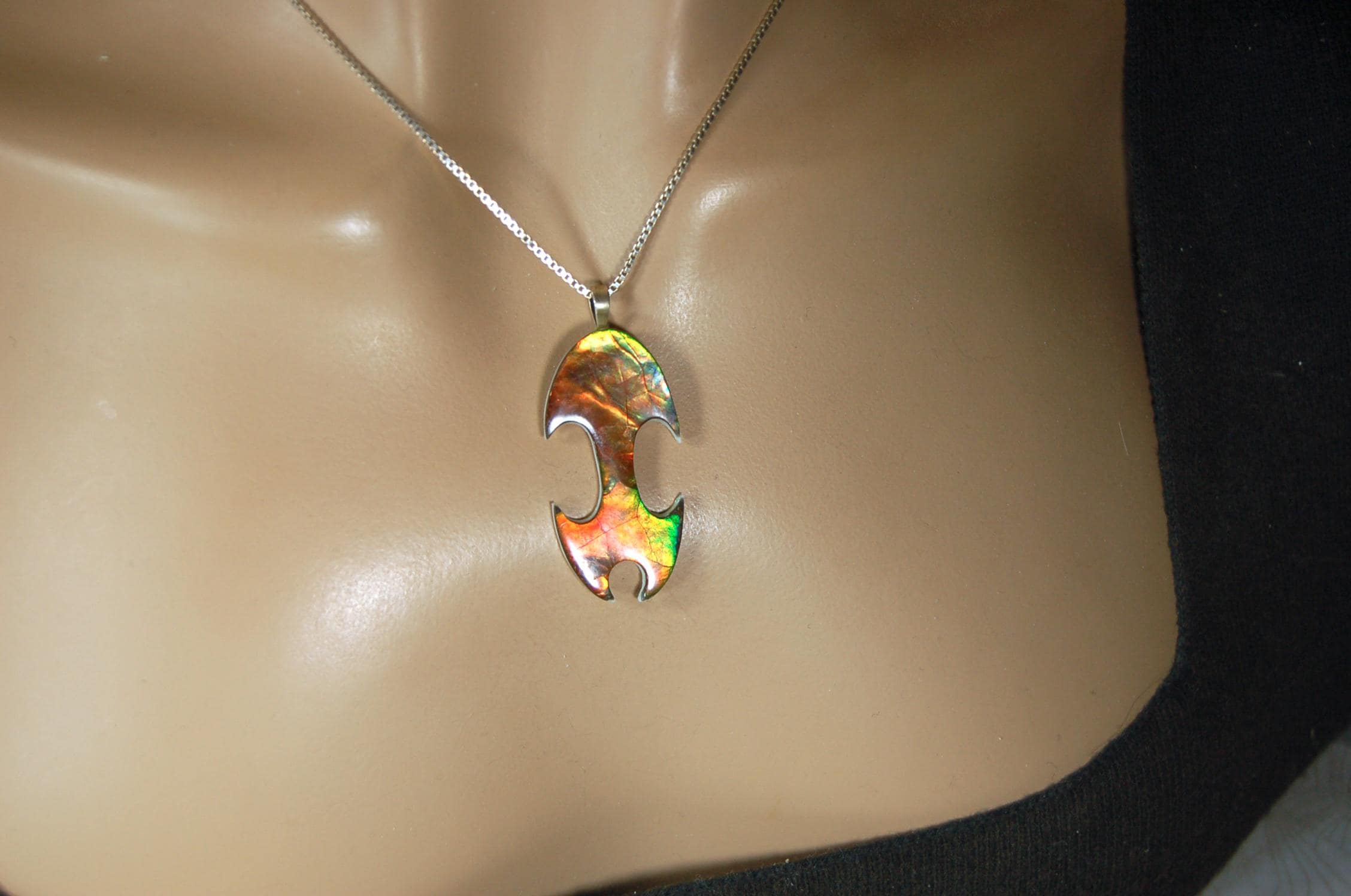Ammolite.Ammolite pendant.RARE One of a kind item.Gift for wife?Boho Jewelry.Unisex Jewelry.Ammolite Jewelry necklace.MUST see video.050415