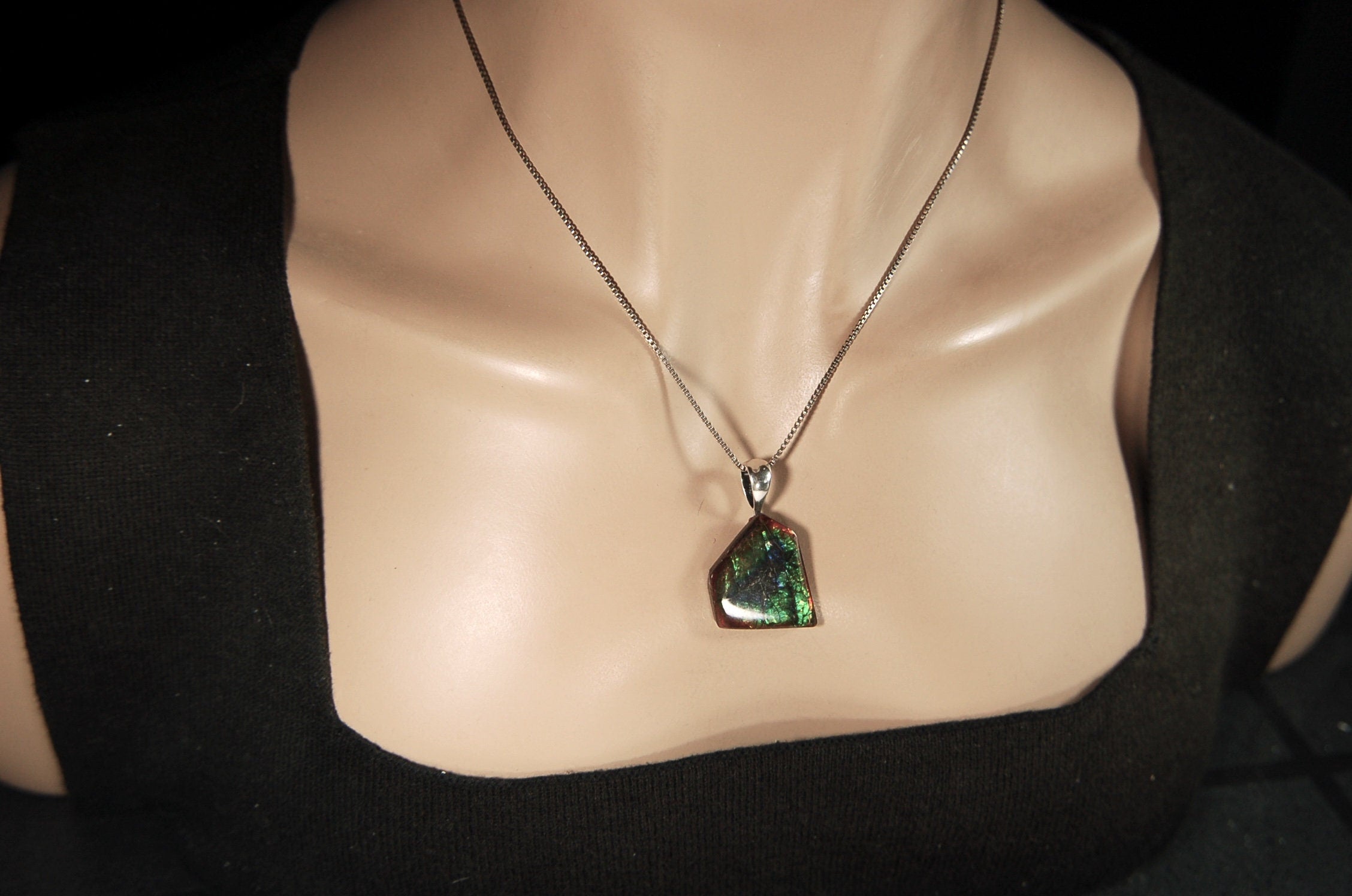 Ammolite Pendant Jewelry.All natural cabochon gemstones with bright rich colors.071814