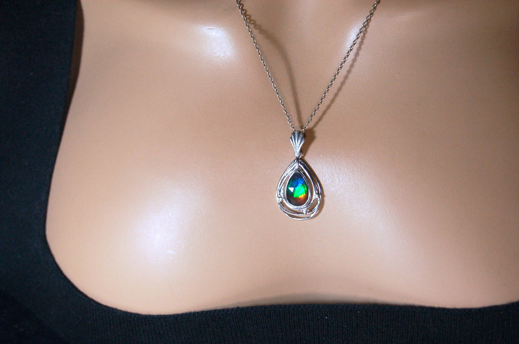 Ammolite Pendant.Anniversary or birthday gift idea for wife.082819