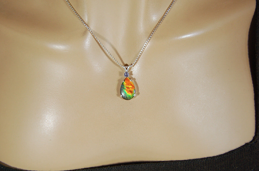 Gorgeous Ammolite Pendant - Unique Jewelry Gift for Her.Quality Ammolite Jewelry from Alberta Canada.#060112