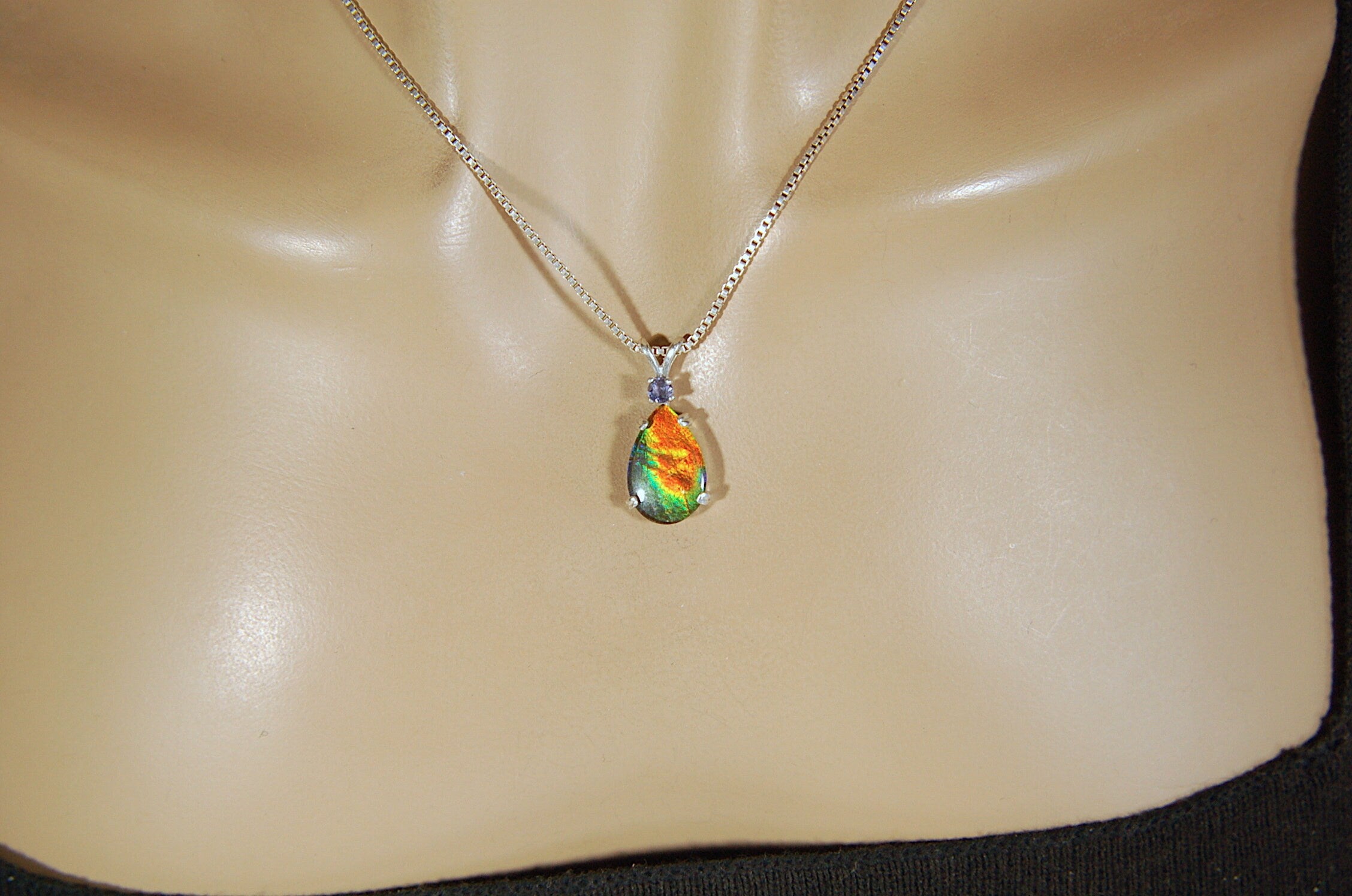 Gorgeous Ammolite Pendant - Unique Jewelry Gift for Her.Quality Ammolite Jewelry from Alberta Canada.#060112