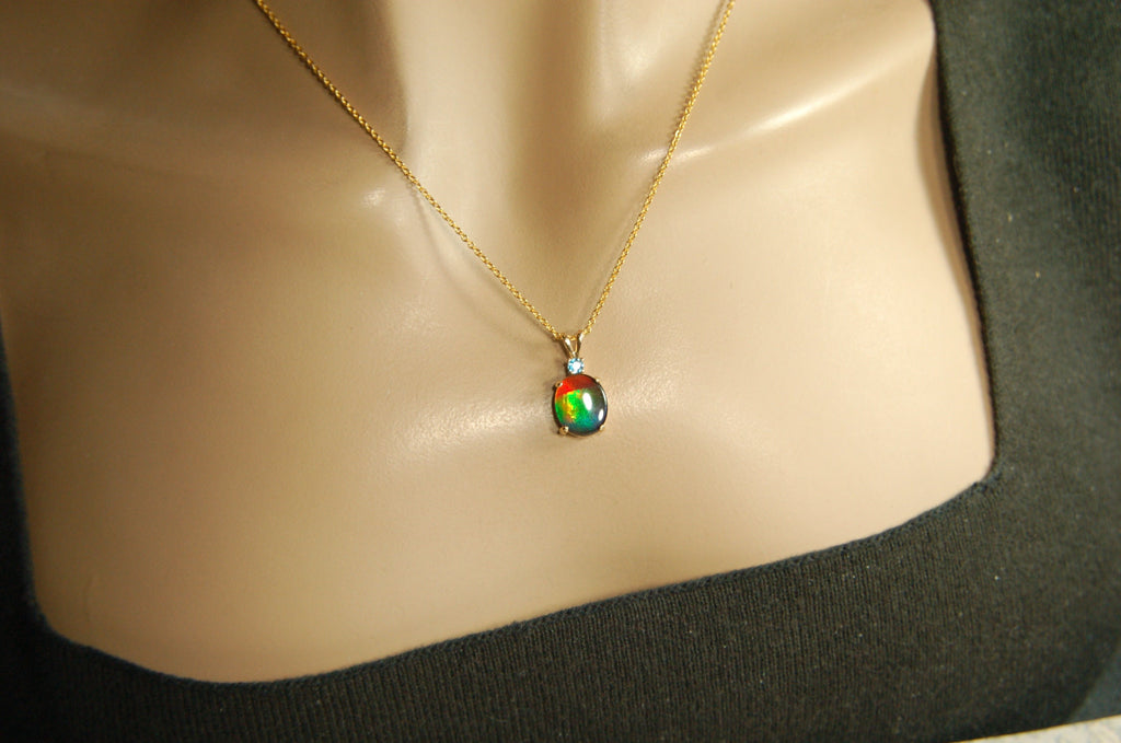 Authentic Alberta Ammolite Pendant Jewelry in gold– Natural Fossil Gemstone Gift for Her.040613