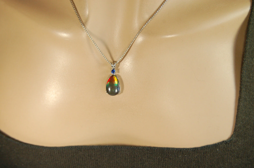 One-of-a-Kind Ammolite Pendant Necklace - Stand out with this Beautiful Ammolite Jewelry Piece!Birthday Gift idea for wife? #051913