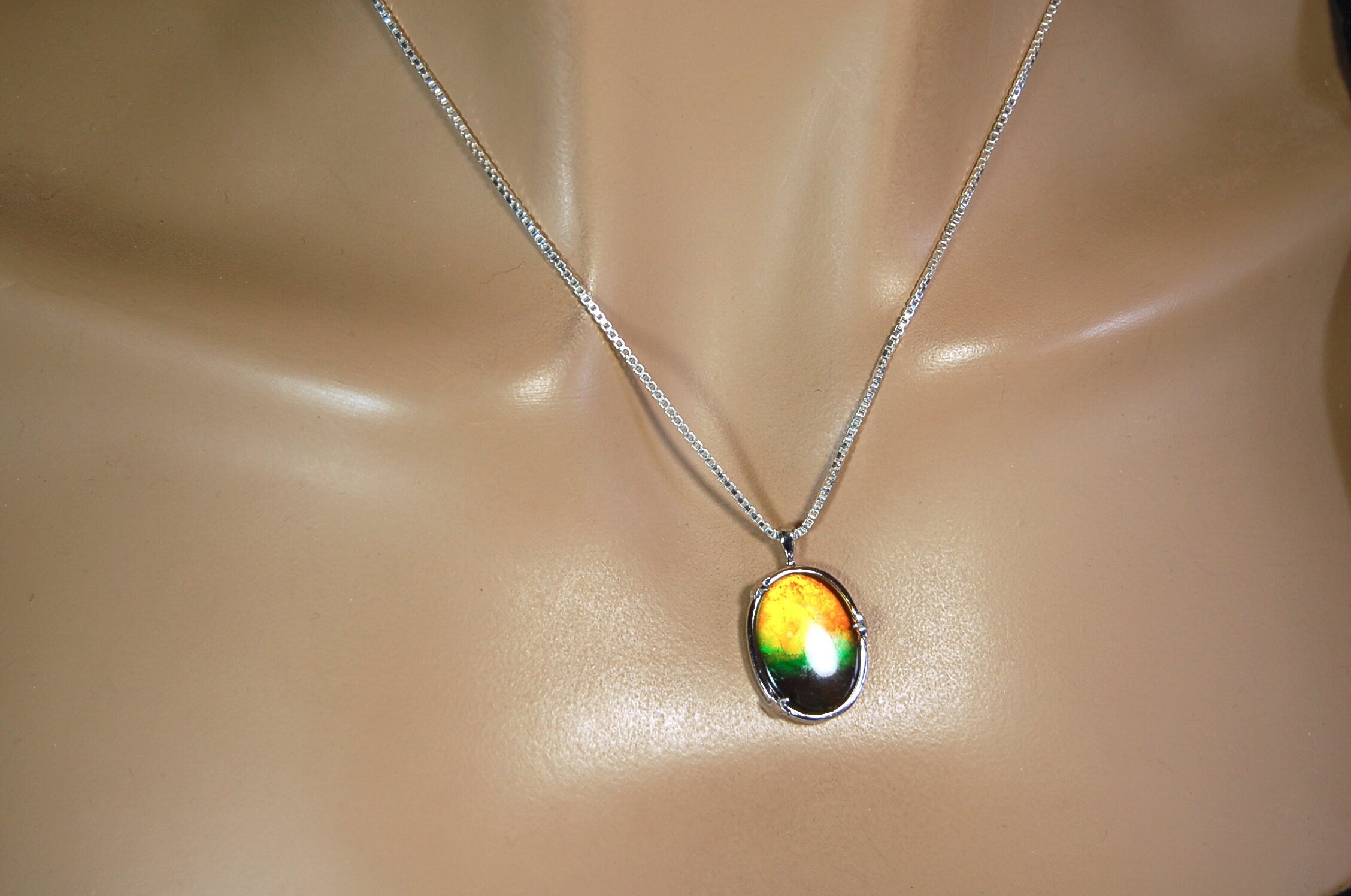 Eye-Catching Ammolite Pendant - Elevate your Look with this Stunning Ammolite Jewelry! Perfect Birthday gift for wife.#100411